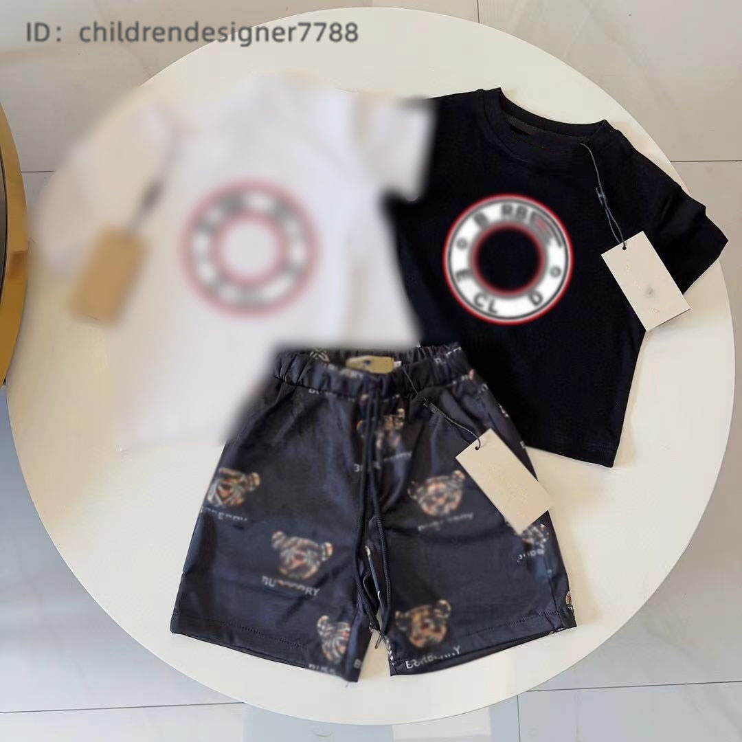 Summer designer baby clothes Kids Clothing Sets short-sleeved T-Shirt shorts round neck two-piece sportswear for boys and girls printing size 90c-image-967791019