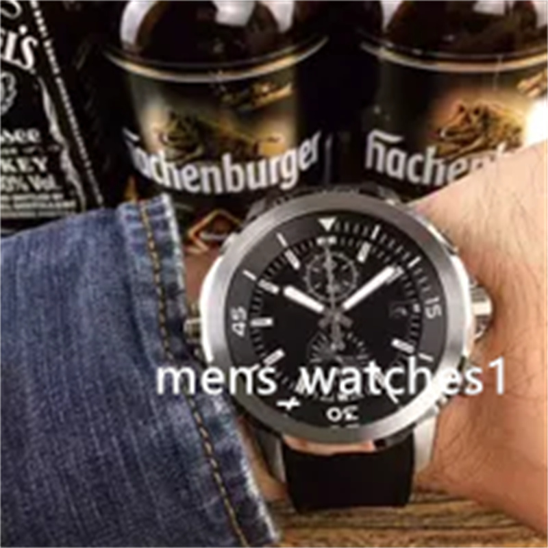 Montre homme de luxe avec bracelet en caoutchouc, chronographe quartz sport élégant, acier inoxydable 42 mm