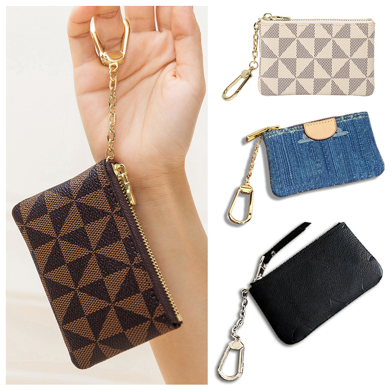 Coin key Purse 10a Designer Small wallet Men Women Luxury Zipper coin purse Money Wallet Women's Fashion Leather Key Purses Classic Brown grid