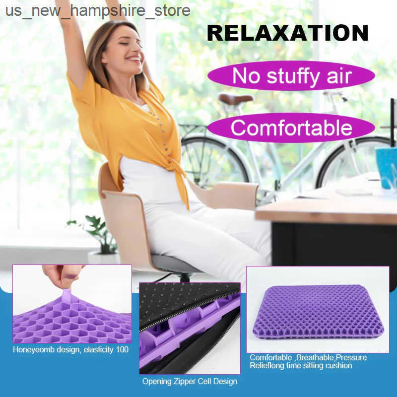 Seat Cushions Purple Upholstery TPE Gel Upholstery Honeycomb Egg Upholstery Double Square Chair Breathable Upholstery Lce Upholstery Car Offic J2-image-1034217382