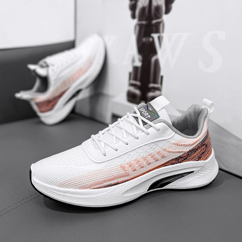 man Running Shoes Black Grey Orange Breathable Fashion Mesh outdoor comfortable flat Soft Sneakers Mens Trainers runner 40-41-image-861219627