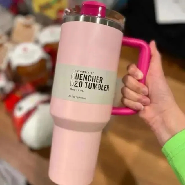 Cosmo Pink Parade Flamingo 40oz H2.0 Gobelets en acier inoxydable tasses avec couvercle de la poignée en silicone et paille pastèque Moonshine Ca