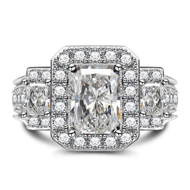 Cluster Rings Silver ring new S925 female wedding ring couples simulate zircon Moissanite wedding ring ring H241122-image-961030935