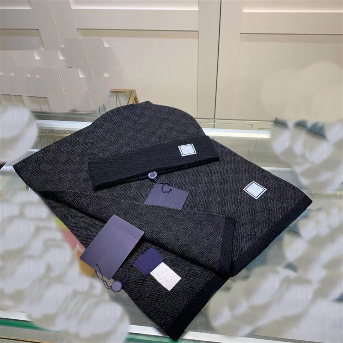 2024 fashion beanie hat scarf sets men women autumn and winter outdoor warm knit cashmere pair suits can be worn separately gift box-image-887760701