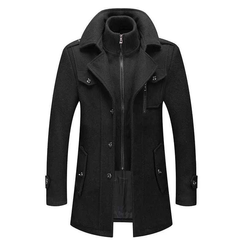 High Quality Autumn and Winter Mens Business Wool Jacket Top Quantity Fashionable Double Collar Thick Warm X Long Wool Jacket Mens Winter Jacket 5XL