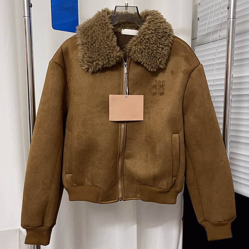 Embroidered Letter Jacket Women Fluffy Lapel Patchwork Loose Coat Autumn Winter Style Fleece Coat-image-935677158