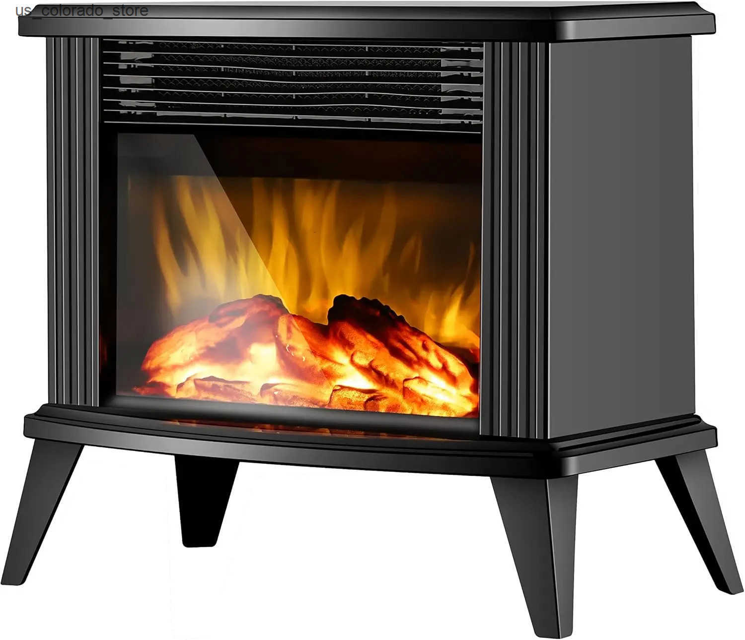 Space Heaters POWER 13 Height Mini Electric Fireplace Tabletop Portable Heater 1500W Black Metal FrameRoom HeaterSpace Heater L260524FPPZ-image-1034421226
