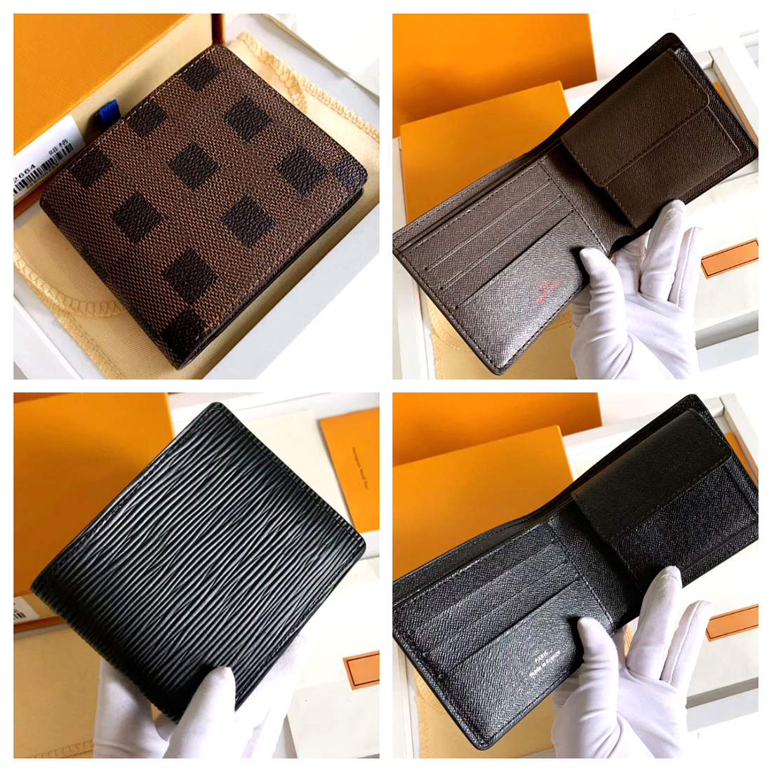 Designer men Wallet Classic Old Flower Folding wallets Leather Business Foldable Wallet Luxury Billfold Card clip purse Designer Cards Holder wallet