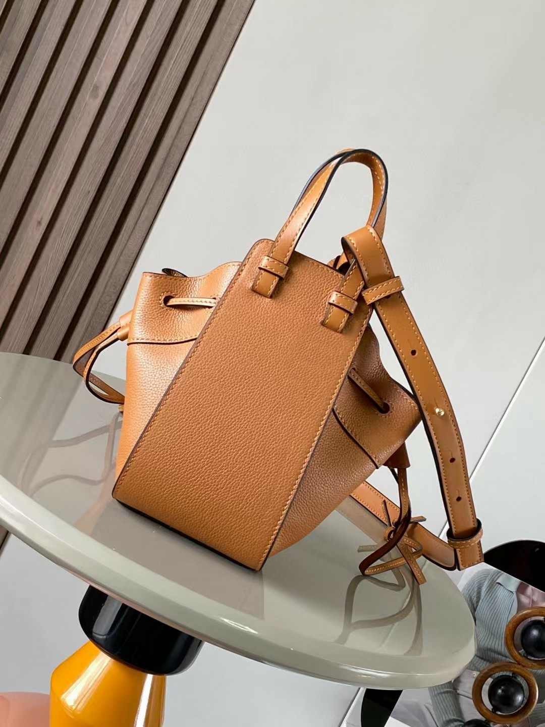 Top Quality Mirror Designer Hommock Bucket Grain Calfskin Leather Hobo Gold Hardware Draw String Closure Shoulder Women Daily Wear Tote Bags
