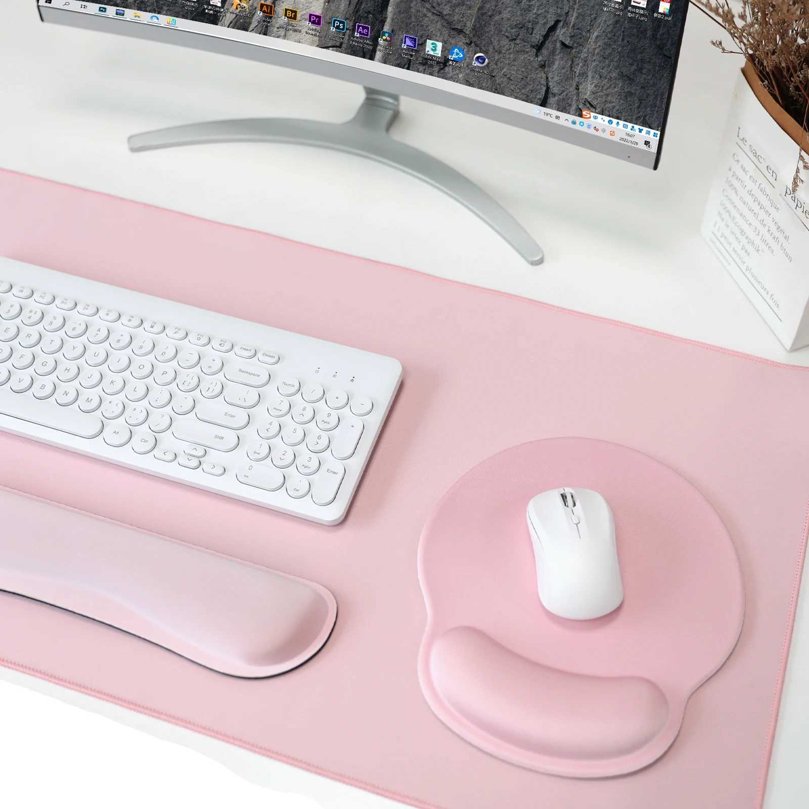 3-in-1 Fl desktop mouse pad and keyboard wrist rest set expanded gaming mouse pad ergonomic keyboard and mouse pad Y241121-image-1034212061