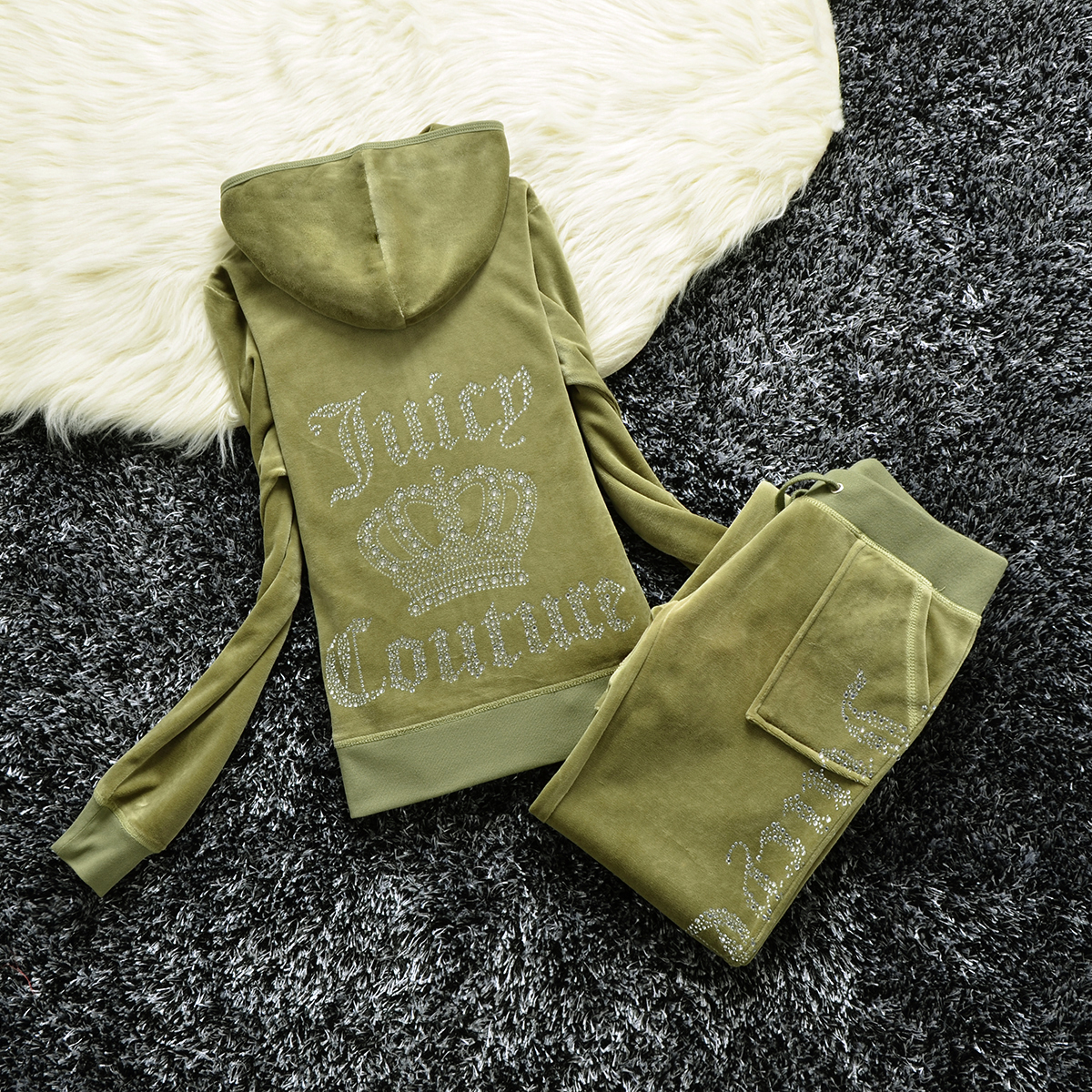 High quality Juicy Brand Velvet Fabric Tracksuit Women's Tracksuits Pant Suits Classical Velour Suit 2025 Autumn Women Track Hoodies and Pants