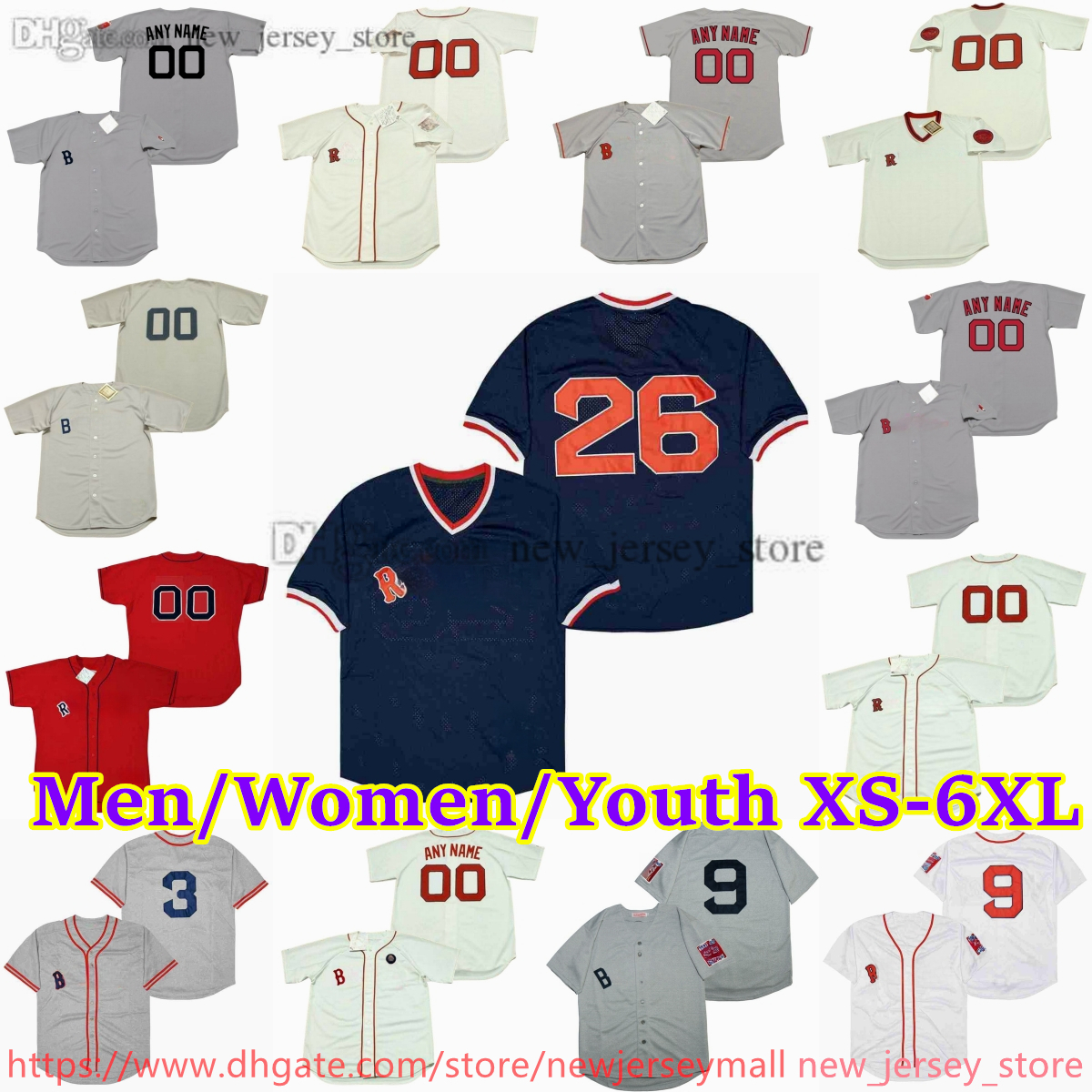 Custom Xs-6xl Movie Throwback Baseball Jersey 10 Andre Dawson 1 Bernie Carbo David Ortiz Ted Williams Jason Varitek Trot Nixon Mo Vaughn Manny Ra