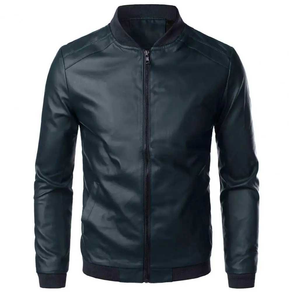 Mens autumn shoulder retro mens spring set design motorcycle pocket smooth synthetic leather jacket W241122 19