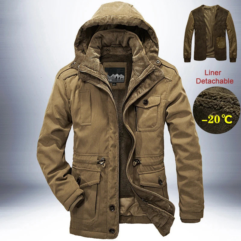 parkas Outdoor Windbreaker Winter Jacket Men Thick Warm Mens Parkas Quality Cashmere Liner Detachable 2 in 1 Multipocket Coats 241121Z