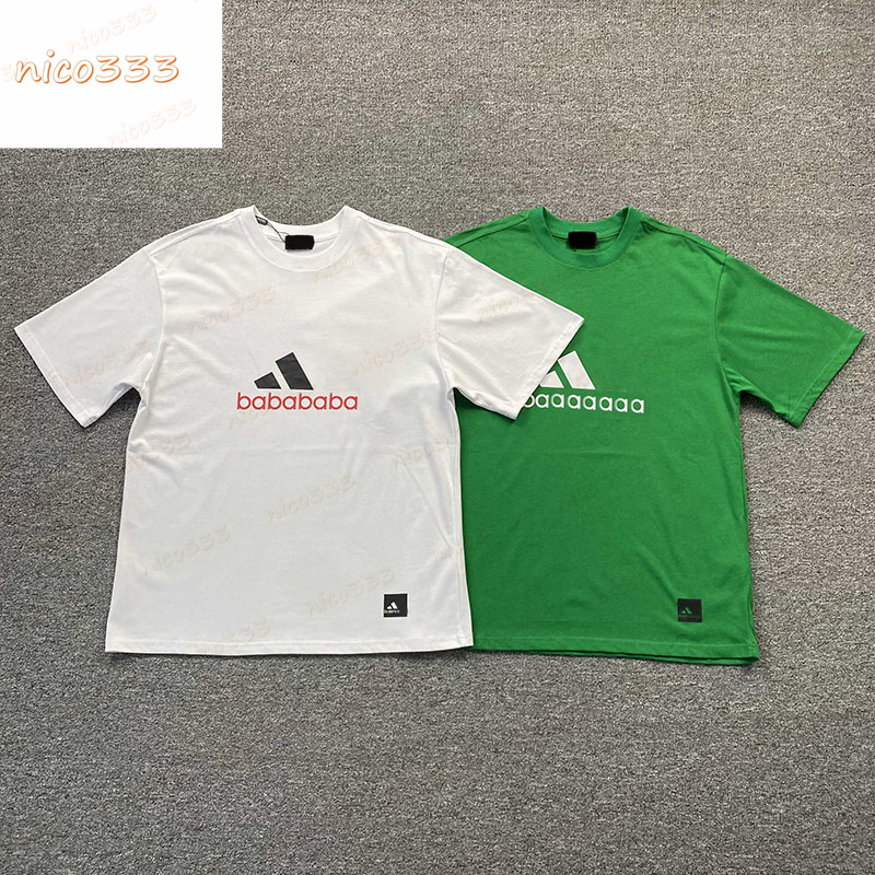 Simple icon BA co branded models cotton round neck loose hundred street summer men and women multi color t shirt-image-752824256