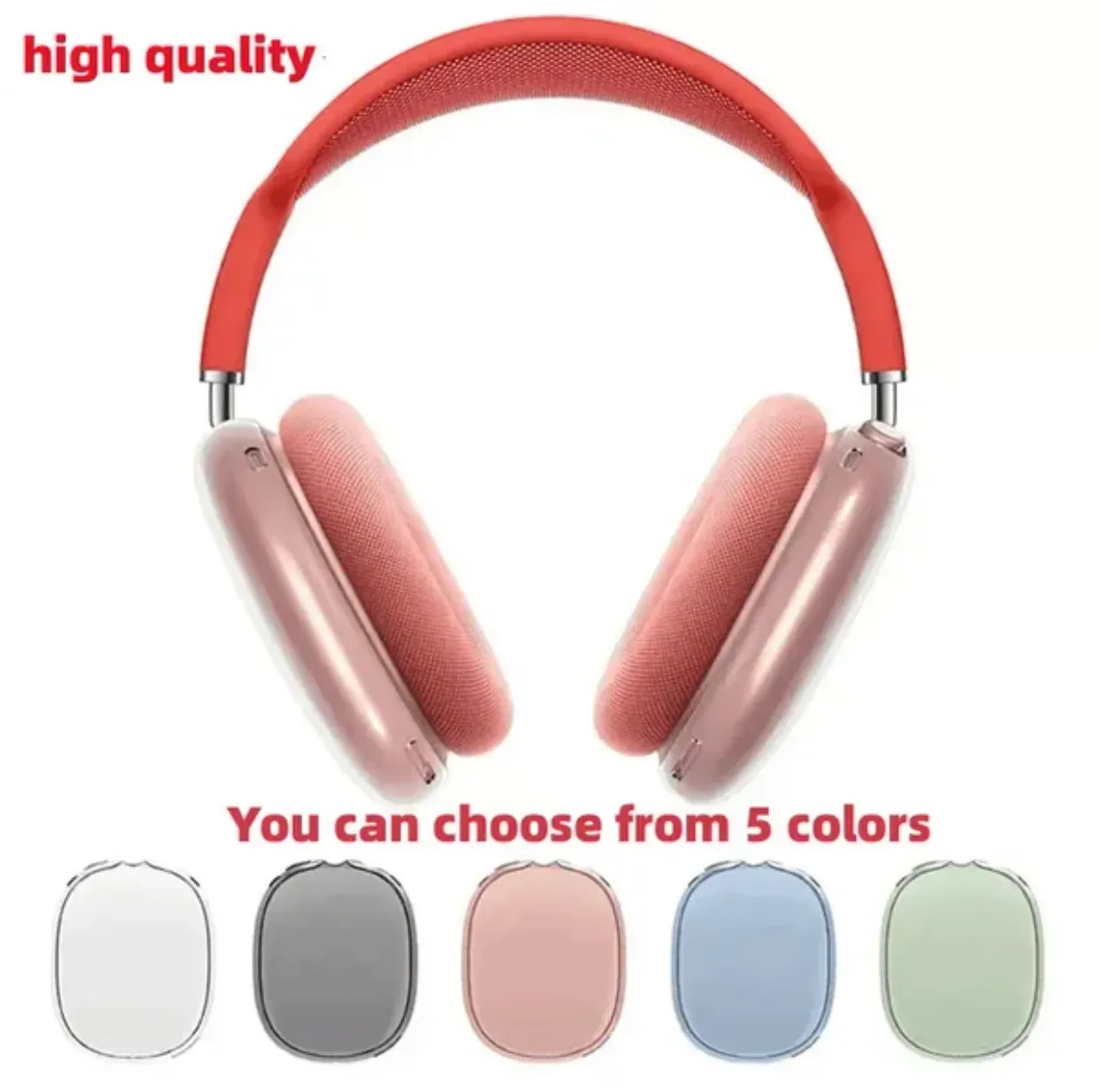 For Airpods Max Headphone Accessories protective case Transparent Solid Silicone Headband Waterproof Protective Case Headphones cases-image-968429332