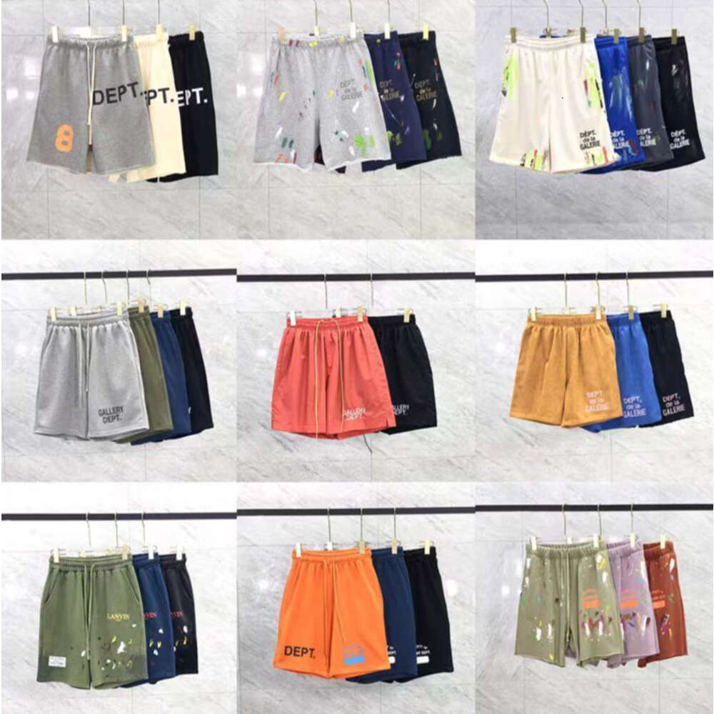 Mens Womens gallerydept shorts American Fashion Brand Hand-painted Splash Printing Pure Cotton Terry Shorts Fog High Street Loose Pants Couples C-image-969060099