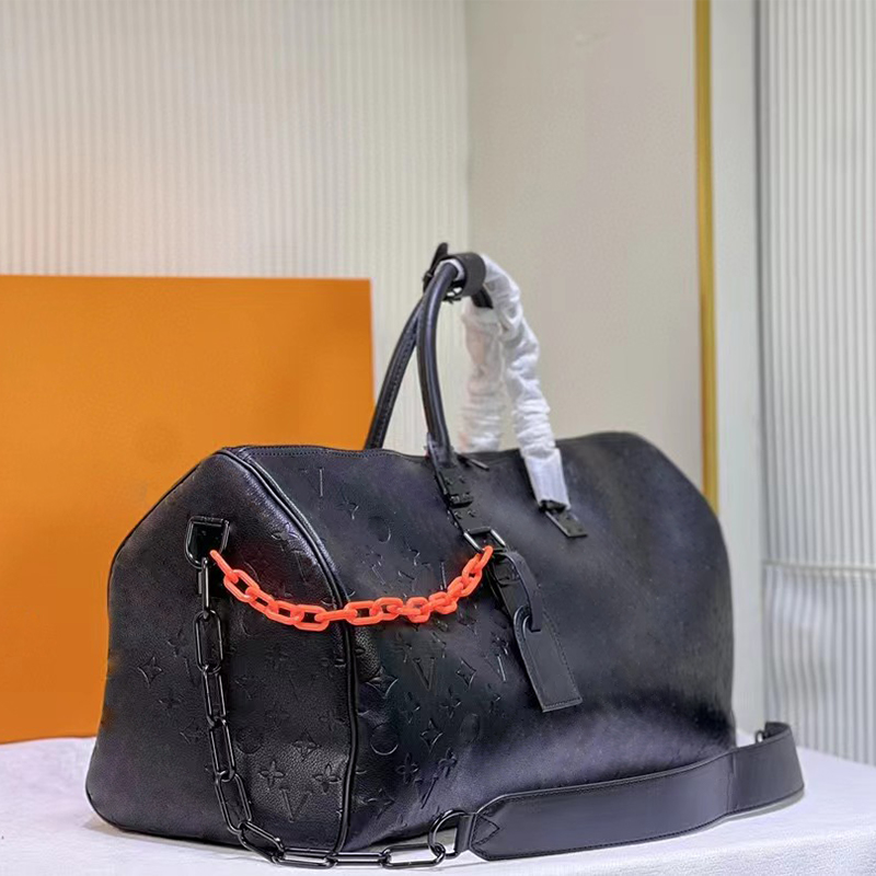 Designer Duffle Bag Men The Tote Bag Duffel Bag Chain Travel Bags Sport Outdoor Designer Luggage Bag Embossed Black Luxury Handbag Totes Women Sh-image-1005288980