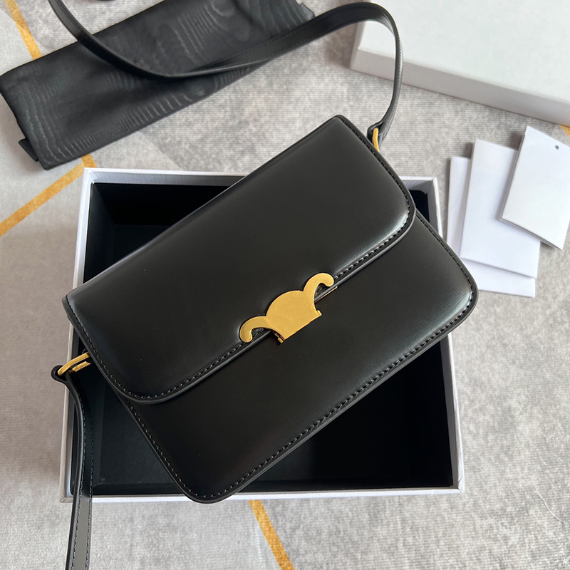 Luxury triomphes bag teen shoulder tofu bags leather cowhide Bag women's handbag designer wallet black fashion Tofu Saddle Bags expensive lu-image-969054828
