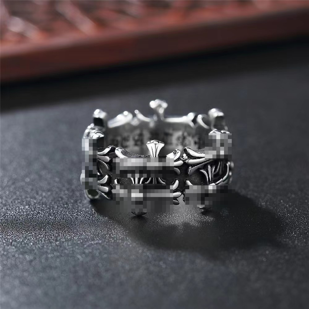 Double Cross Ring Personality Trend Couple Ring Retro Adjustable-image-968973955