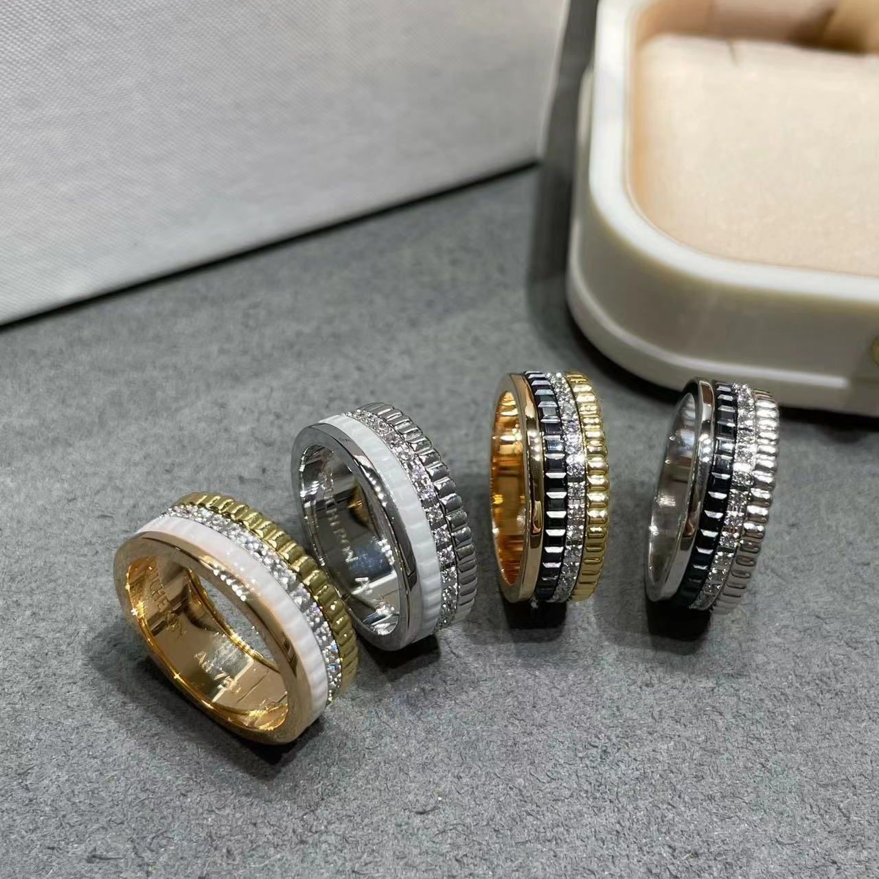 Couple Rings Rotating Diamond Ring Designer for men Women Wedding Ring 925 Sterling Plated with 18K Gold Engagement Rings Jewelry Luxury size 6-1-image-968783255