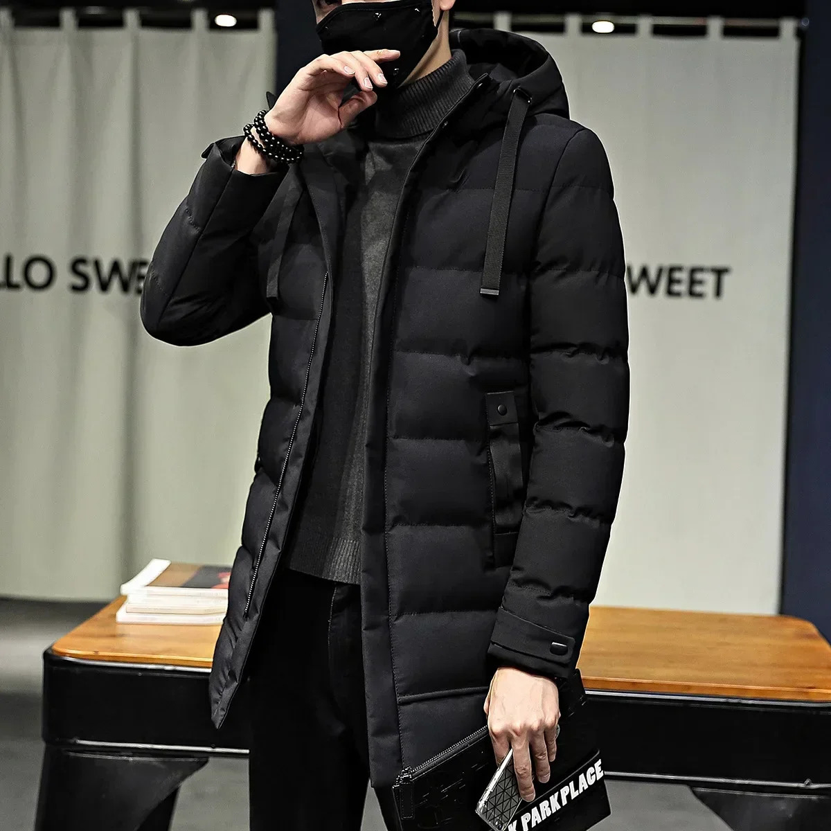 2024 Winter Mens Down Jacket Hooded Fashion Long Coats Men Thick Windproof Waterproof Warm Parkas 241121Z