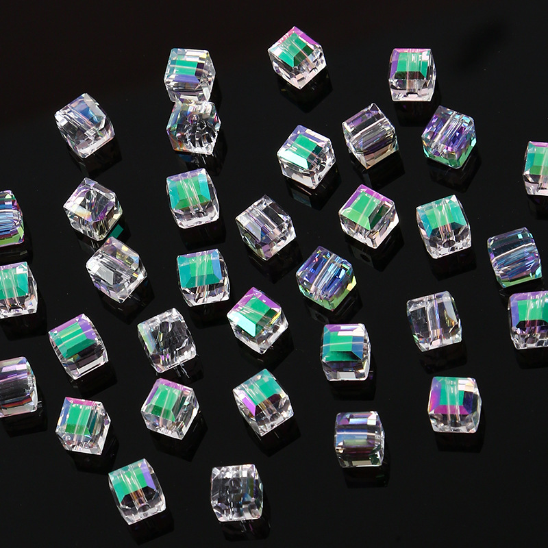 crystal square beads k9 glass Sugar multi-section high penetration loose handmade DIY jewelry accessories 6MM 30pcs per bag-image-1030277815