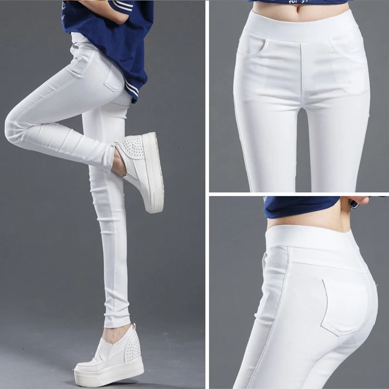 Women Summer Elastic Casual Stretch Skinny Leggings Slim Pencil Pants 241121Z