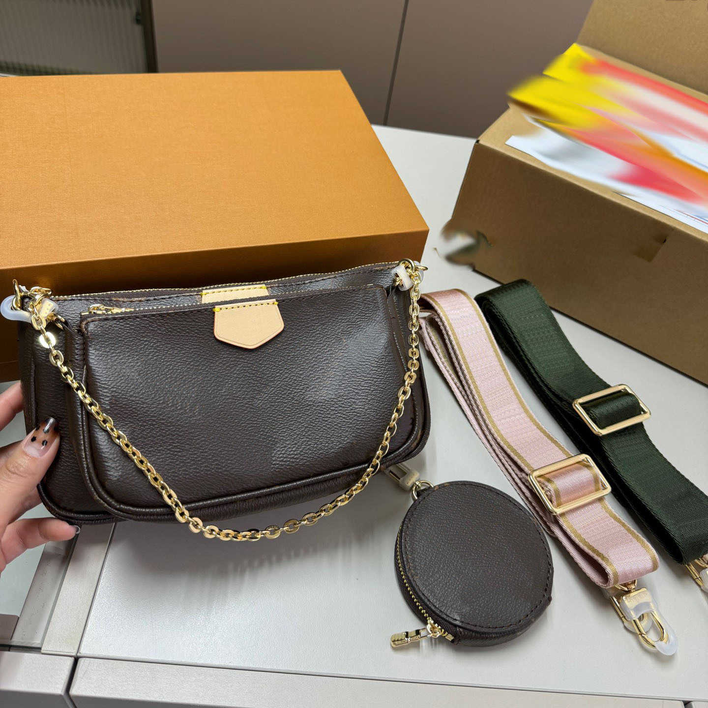 top quality Flower Designer bags cowhide Shoulder handbags 5-in-1 Luxury waist bags Women Crossbody Bag Mahjong Handbag Leather Fashion belt Bag 240