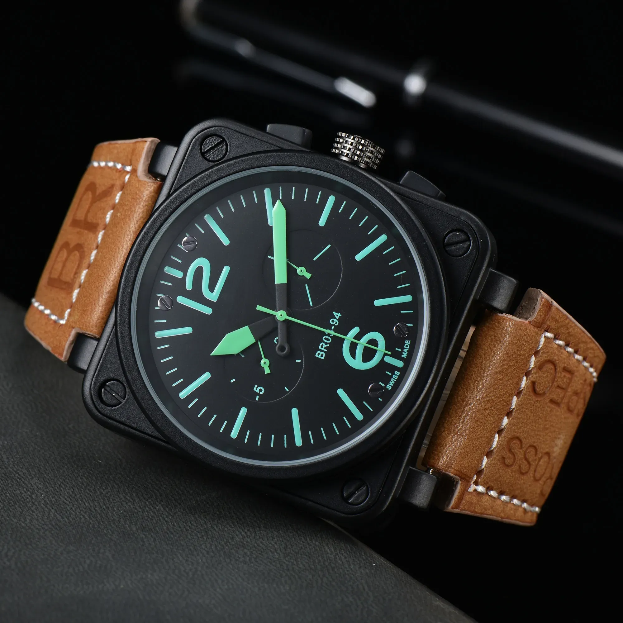 2024 Top Quality 44mm Mens Bell Watch Imperpose Mouvement automatique Mouvement mécanique Sapphire Verre Night Glow en acier inoxydable Men Ross