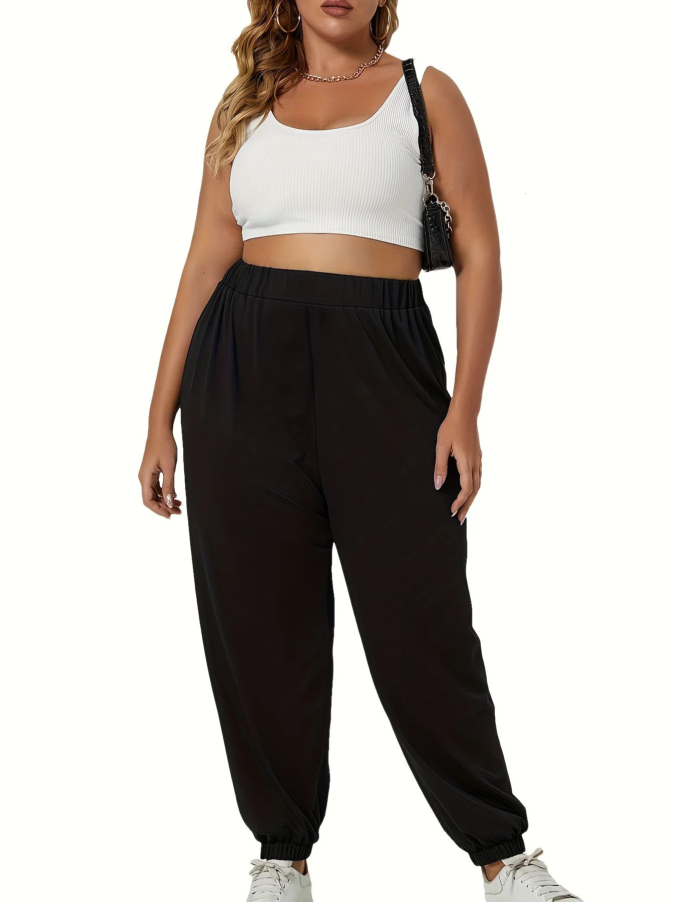 Autumn and winter womens plus size knitted fabric casual paragraph leggings 241121Z