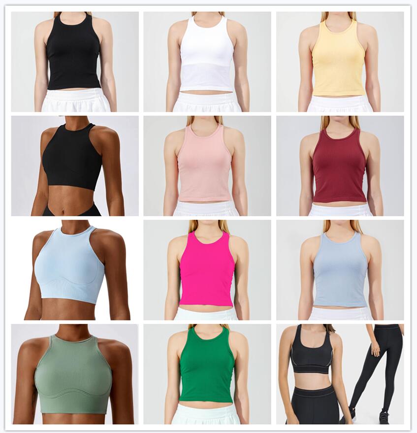 Yoga Soft Tank Women Vest Sports Bras Medium Impact Seamless Delight High Neck Bra Vest on-trend Longline Silhouette Hot Girl Tank Fashion Clothi-image-969652498