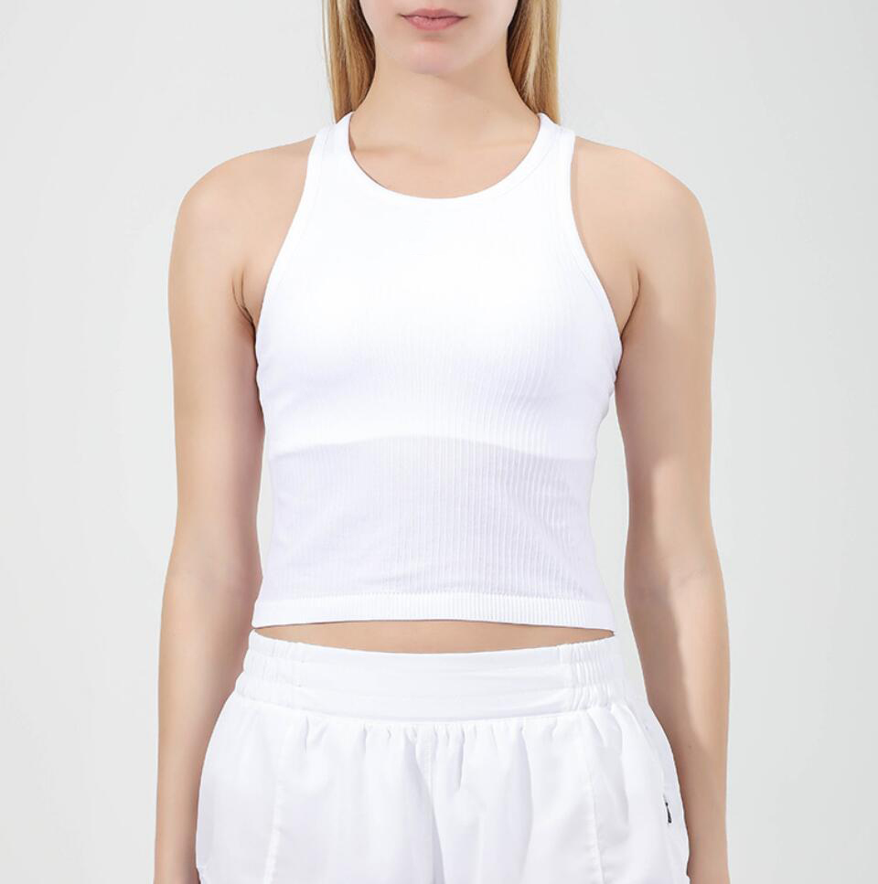 Yoga Soft Tank Women Vest Sports Bras Medium Impact Seamless Delight High Neck Bra Vest on-trend Longline Silhouette Hot Girl Tank-image-736175631
