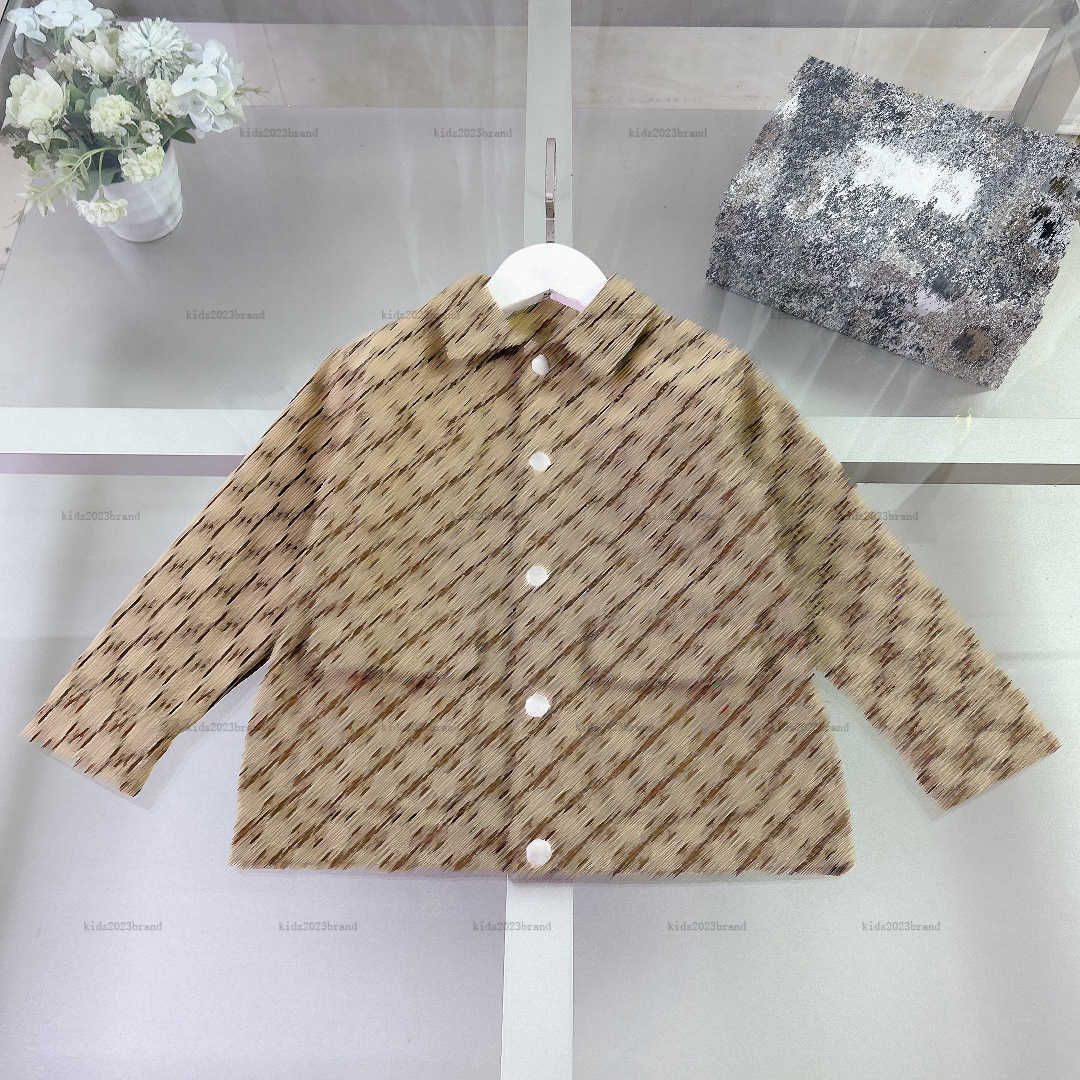 New baby coat long sleeve lapel girls boys Jacket kids designer clothes Alphabet grid full print Baby coat-image-1034753232