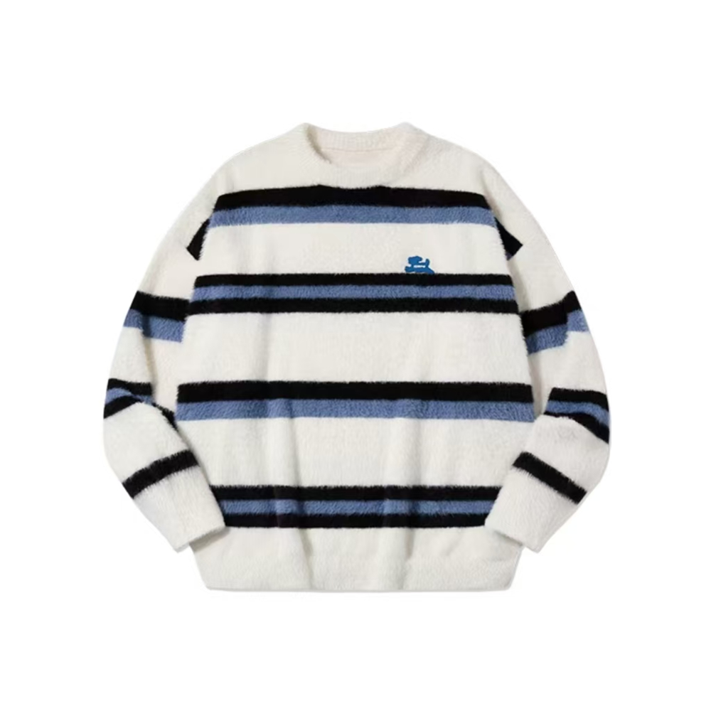 Men's Sweaters Long Sleeve Y2K Tops Cute Stripes Harajuku Winter Clothing Knit Pullovers