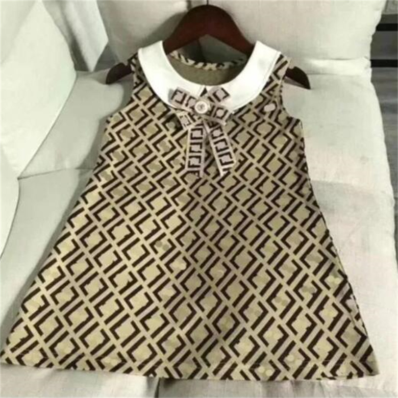 Designer bébé filles habillage de vêtements de luxe lettre bowknot filles robes de mode
