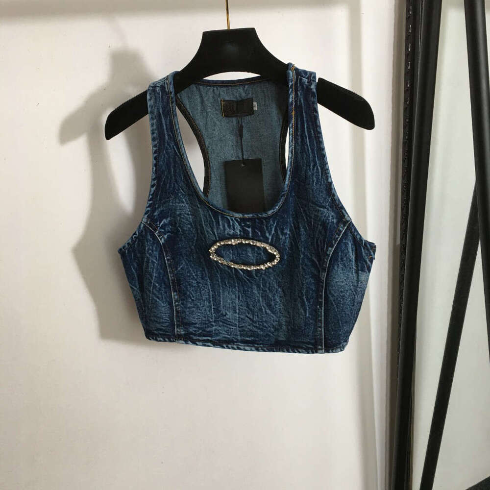 vest designer women brand clothing women summer top fashion diamonds logo ladies high-quality denim vest Nov 23