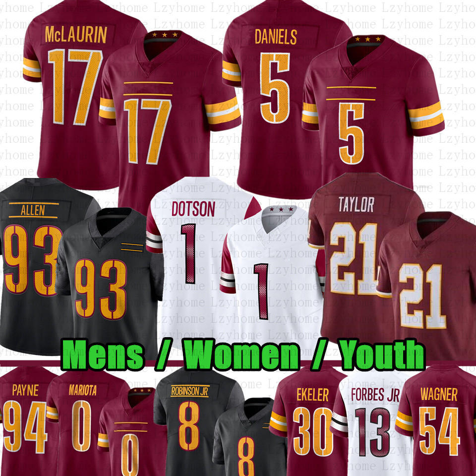 Terry McLaurin 13 Emmanuel Forbes Sam Howell Football Jersey Chase Young Jahan Dotson DaRon Payne Jonathan Allen Tress Way Montez Sweat Brian Robinson Jr Sean Taylor 