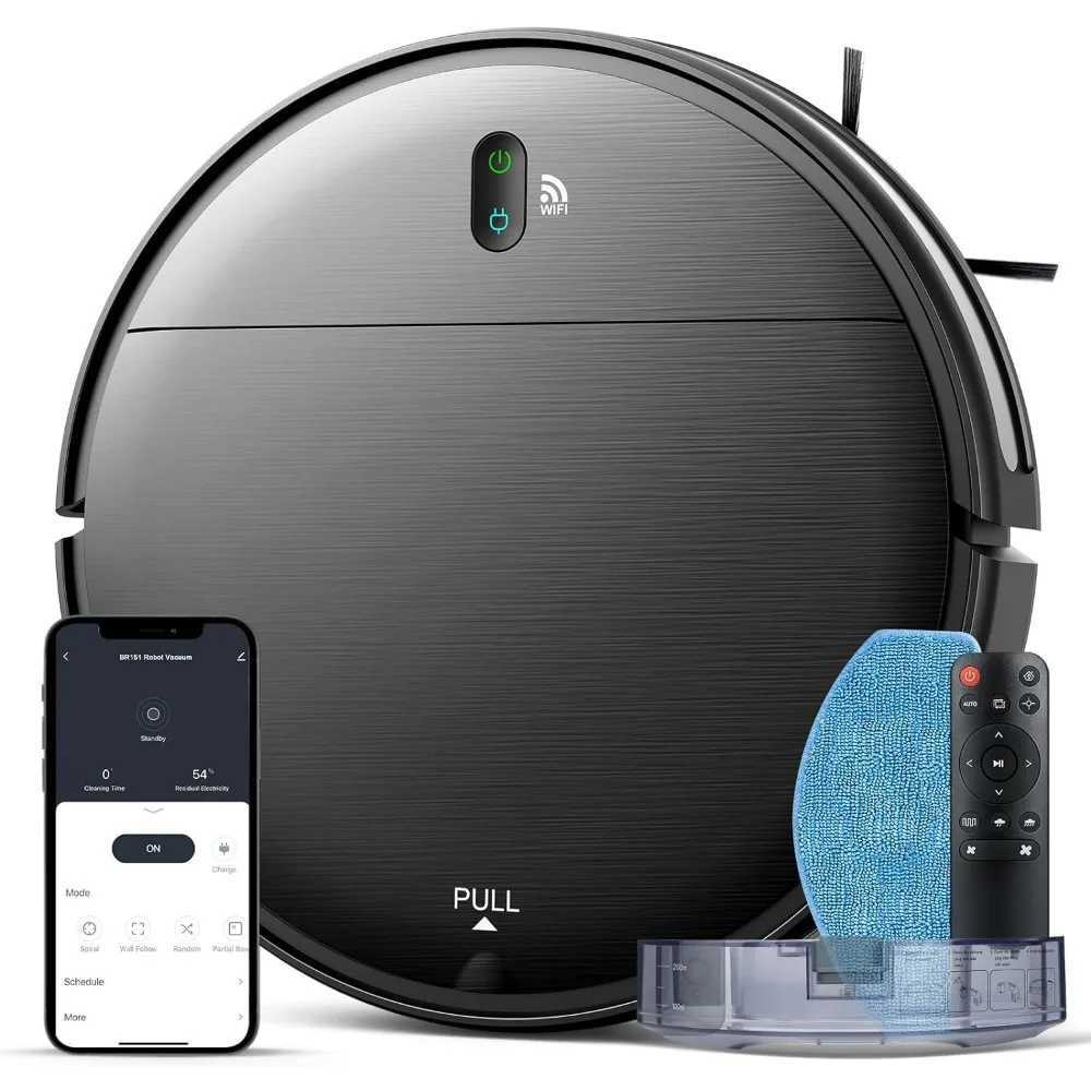 Robot Vacuum Cleaners Robot Vacuum and Mop Combo 2 in 1 Mopping Robot Vacuum Cleaner with Schedule Wi-Fi/App 1400Pa Max Suction S2411253-image-1034781417