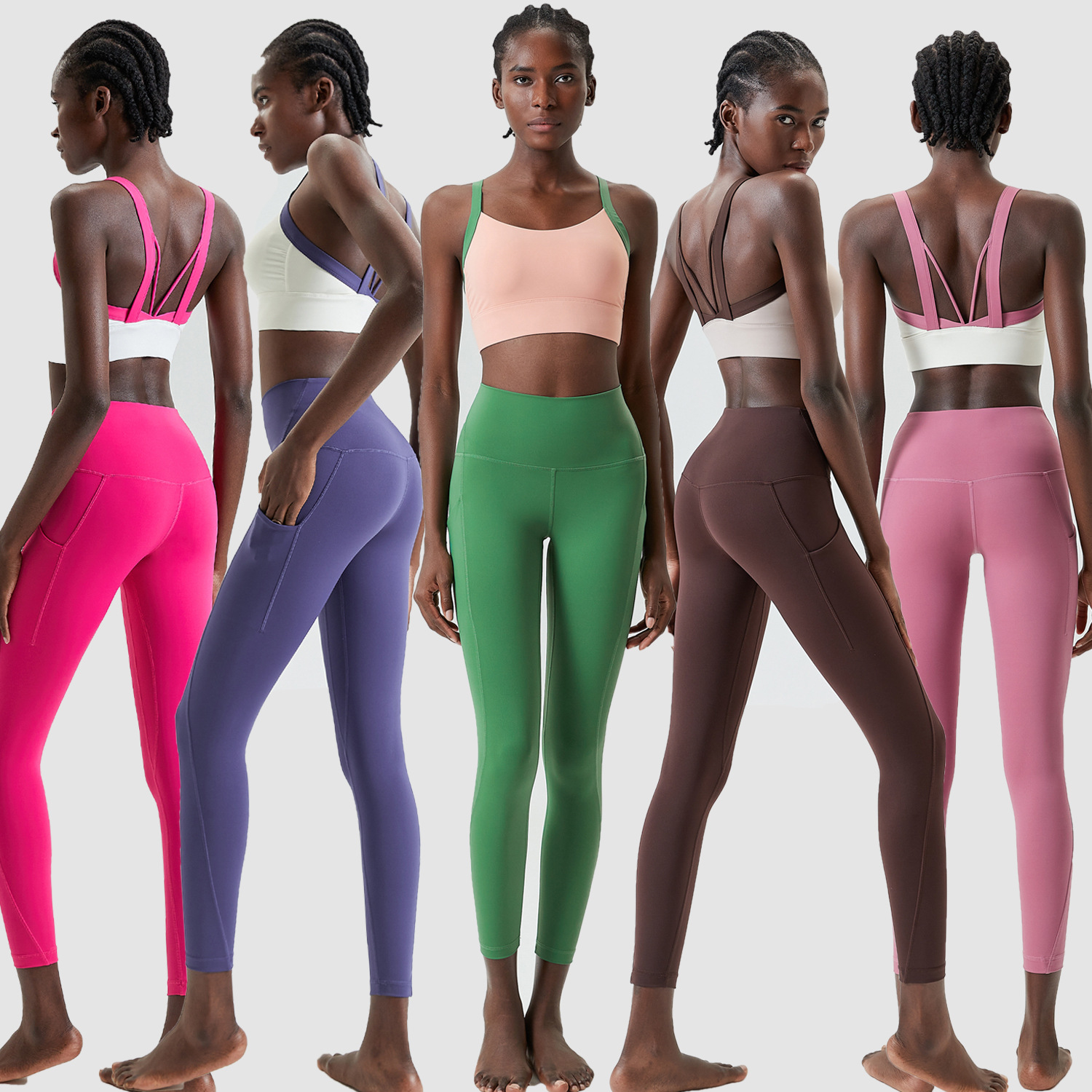 O188 Femmes Yoga Costumes 2 Pièces Sport Brassière + Pantalon Costume Soutien-Gorge Gym Gilet Taille Haute Pantalon de Survêtement Danse Pilates