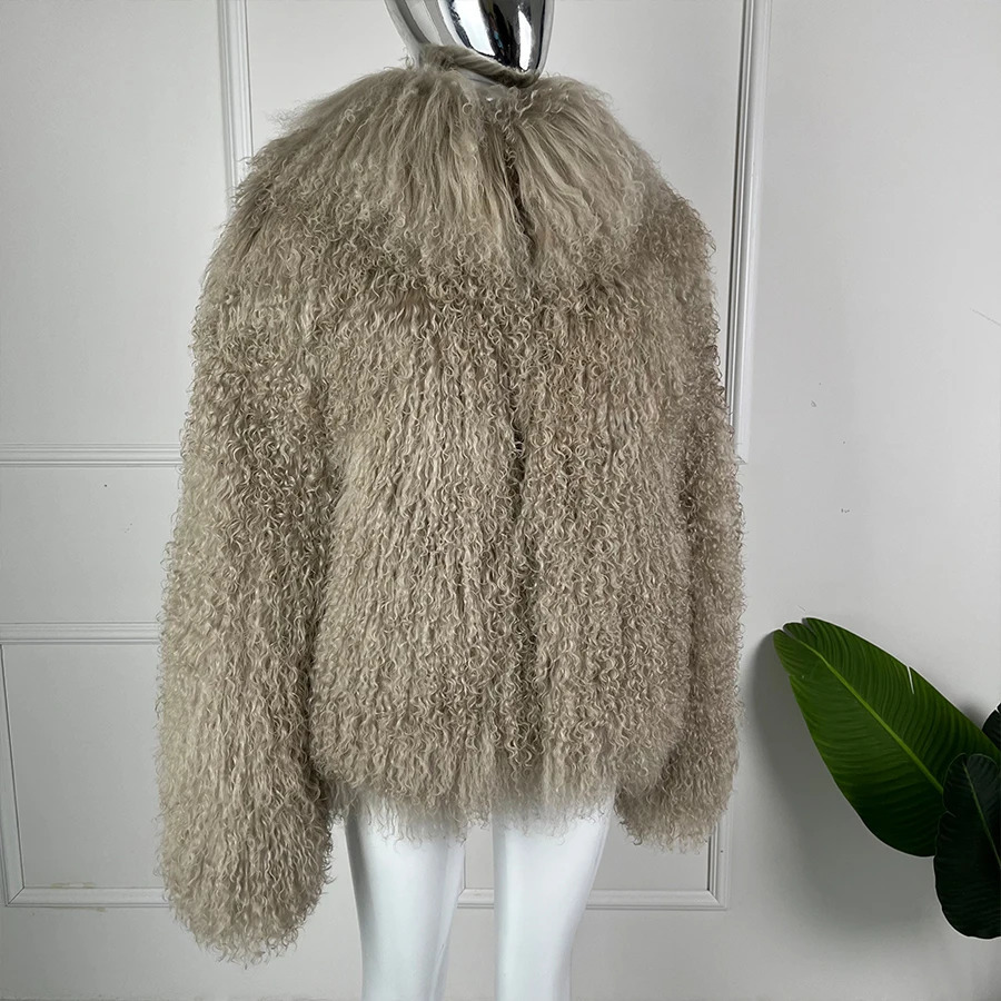 Real Fur Coat Women Winter Short Natural Tibetan Lamb Jackets High Quality y Warm Mongolian Sheep Coats 241126