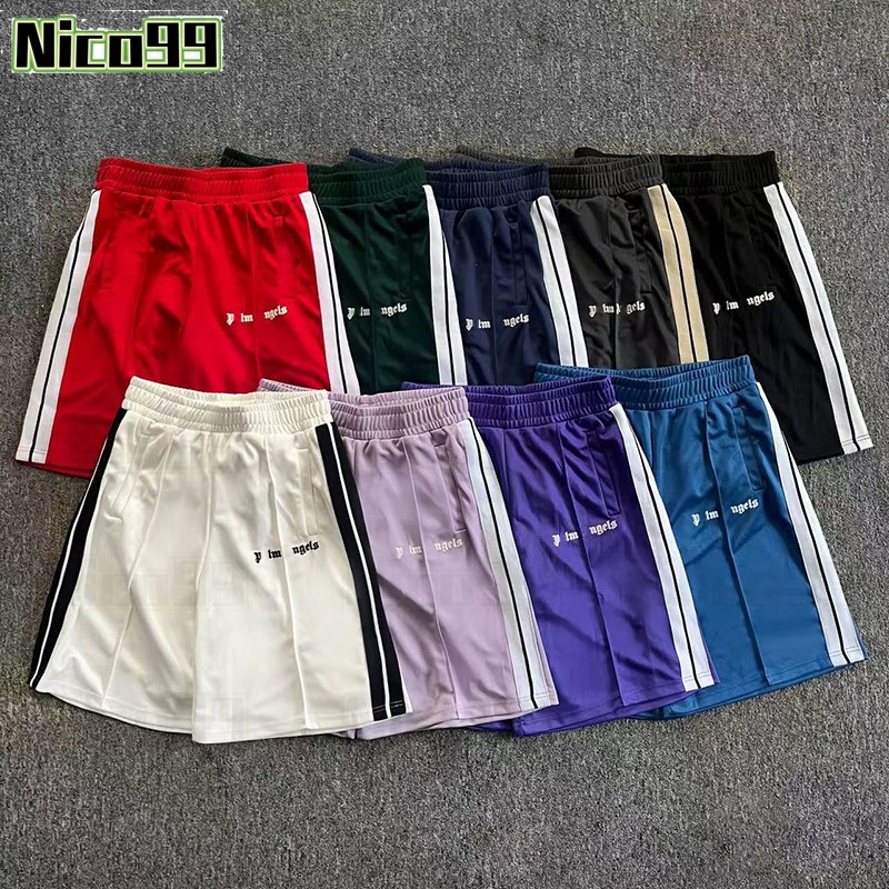 Angels Side Stripe PA Lettre imprimé motif de coton en vrac multi-couleurs polyvalents hommes et femmes plage shorts de mode décontractés
