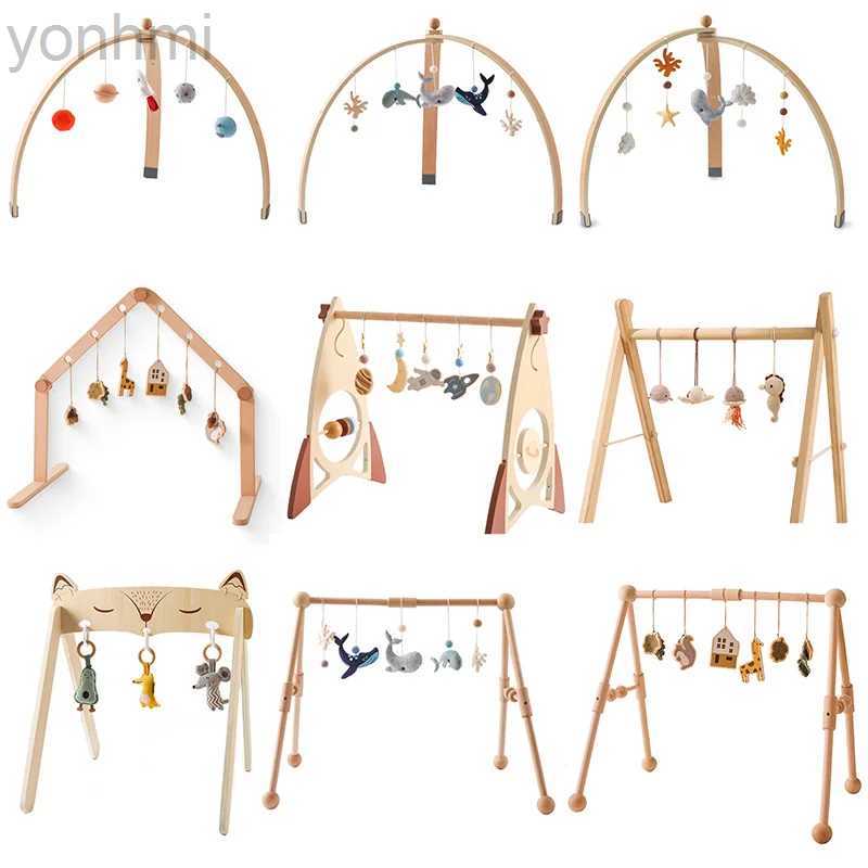 Mobiles# 1Set Play Gym Frame Baby Activity Wooden Fitness Frames Play Gym Mobile Baby Room Decoration Newborn Baby Accessories Rattle Toy L260119-image-970024723