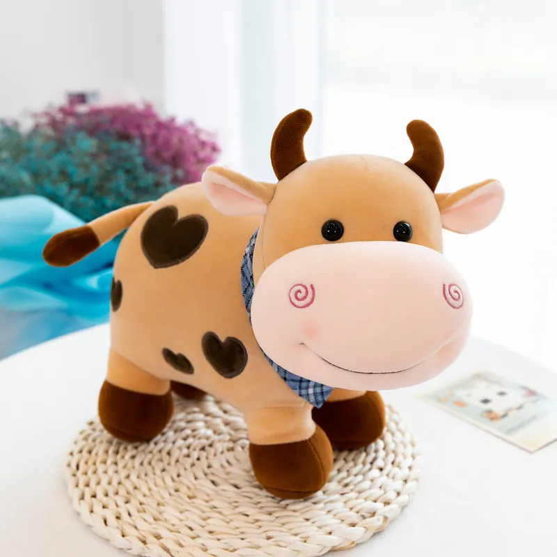 Smile Plush Cow Plush Toys Stuffed Animal Toy For Girls Cotton Animal Plush Doll Filled Home Decoration Birthday