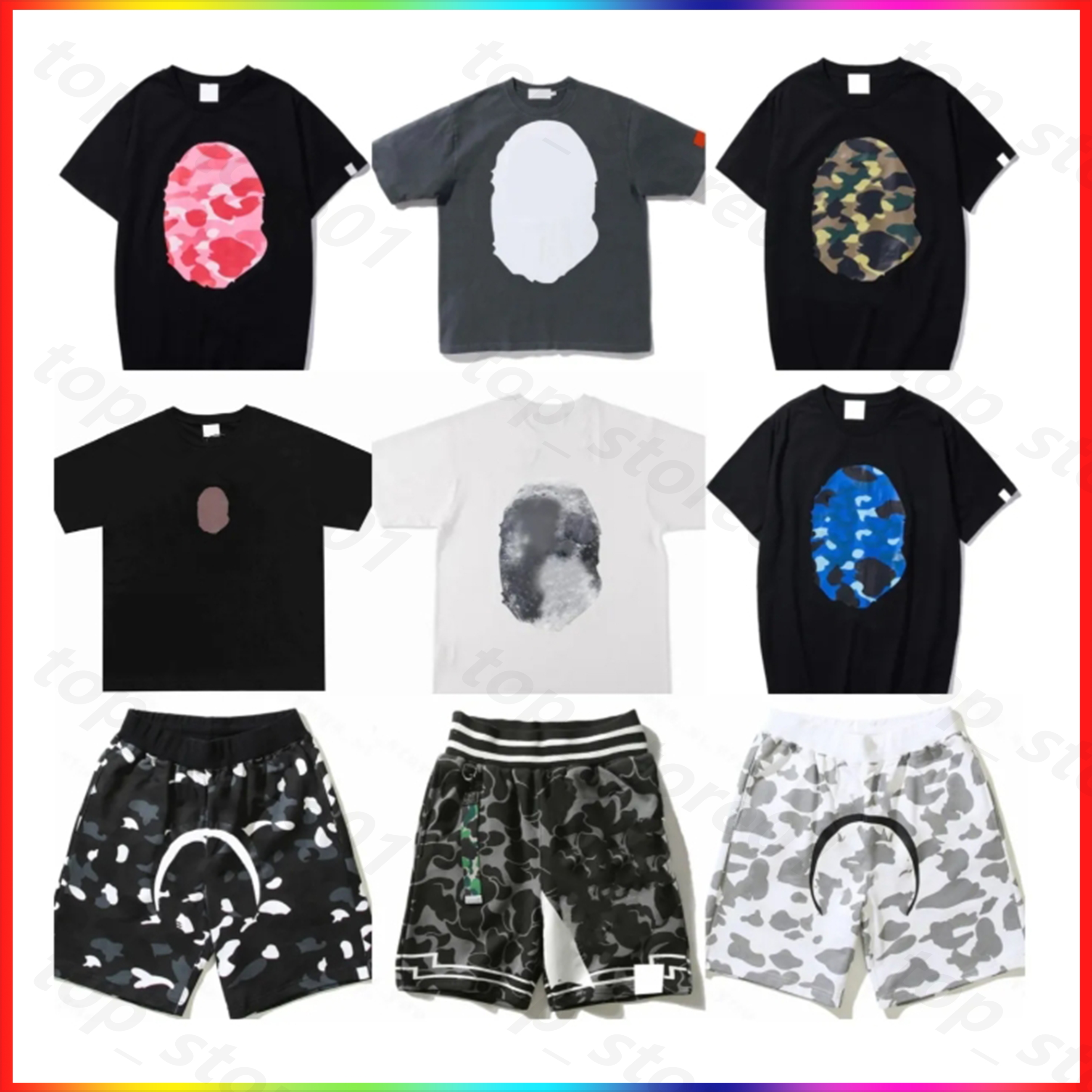 5A Mens T Shirt Designer Womens Tops Short Sleeves bapehoddie Vintage Graphic Shirt Streetwear 2024 bap shirt Luxury Designer Fashion Sharks Stre-image-990121854