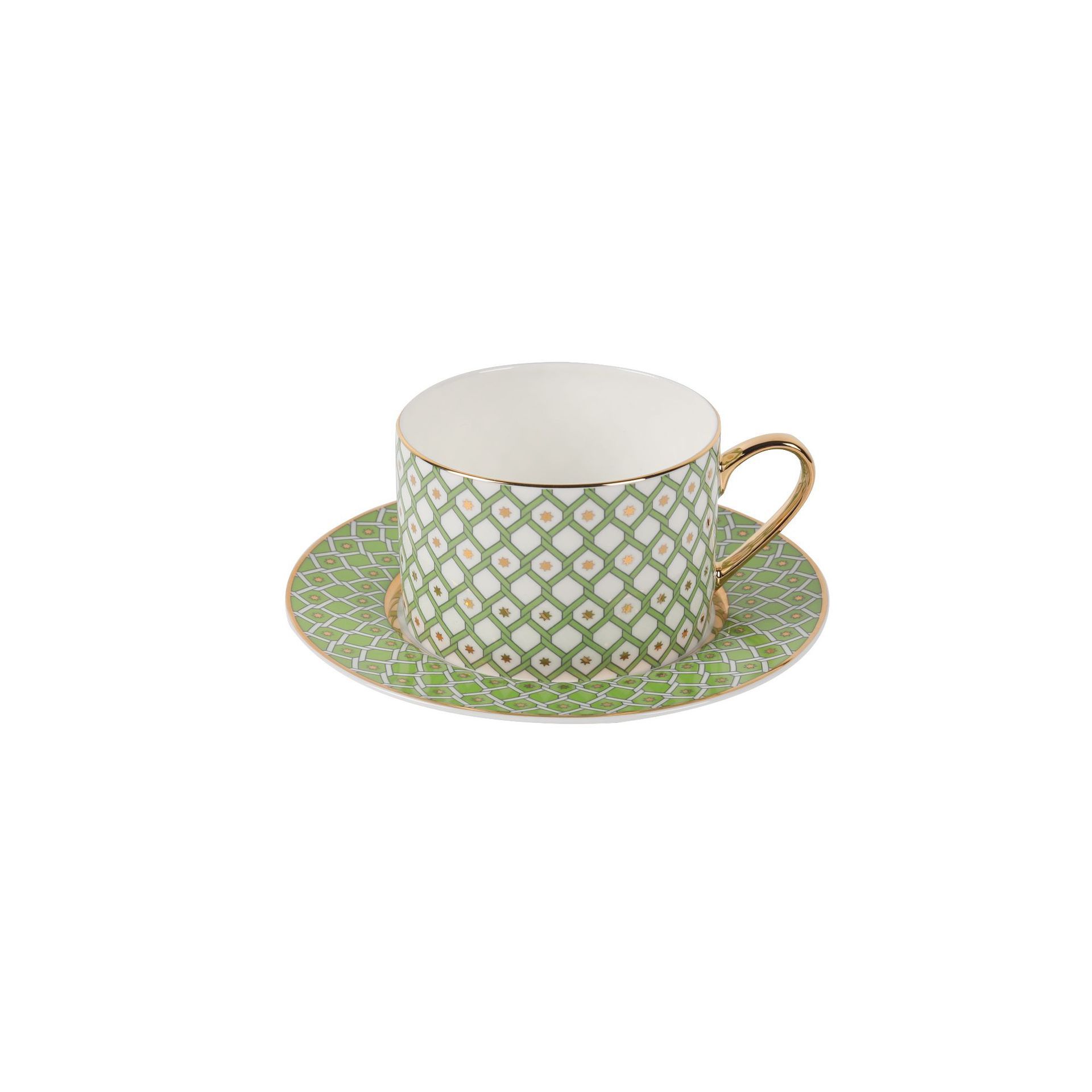 Colorful Stars Gold Plated Coffee Cup and Saucer Set Restaurant Afternoon-image-969785513