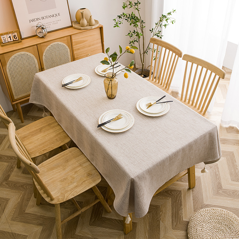 Nordic Solid Color Tablecloth Thickened Cotton and Simple Student Waterproof Dining Table Cloth Internet Celebrity Light Luxury Rectangular Placemat