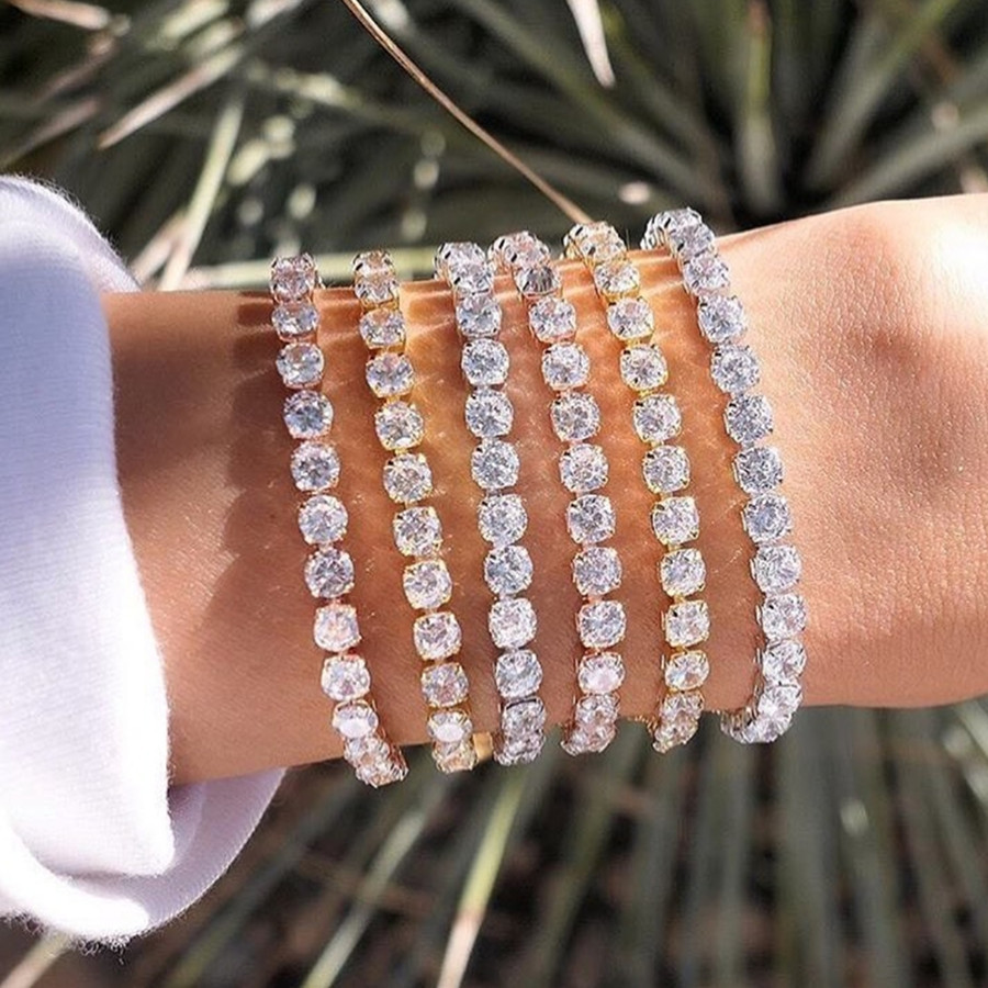 designer braclet jewelry for woman Gold-Plated Moissanite with Dia Accents Elegant Womens Tennis Bangle Bracelet