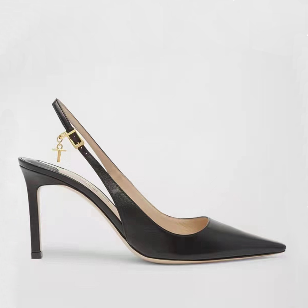 Calfskin slingback pointed toe gladiator Sandals Pumps Padlock Pendant leather outsole stiletto dress Shoes women&#039;s luxury designers evening-image-942392946