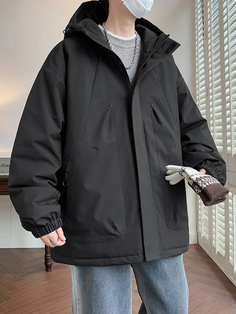 Winter Jacket Men Korean Fashion Thick Warm Parka Coat Hooded Windbreaker Loose Outerwear Windproof Thermal Big Size 8XL 241121Z